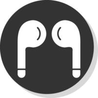 Earbuds Glyph Shadow Circle Icon Design vector