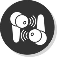 Earbuds Glyph Shadow Circle Icon Design vector