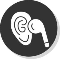 Listen Glyph Shadow Circle Icon Design vector