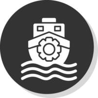 Boat Glyph Shadow Circle Icon Design vector