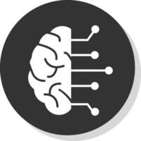 Brain Glyph Shadow Circle Icon Design vector