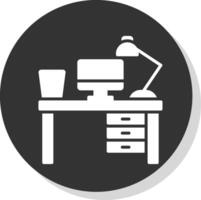 Work Table Glyph Shadow Circle Icon Design vector