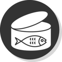 Tuna Glyph Shadow Circle Icon Design vector