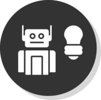 Robot Glyph Shadow Circle Icon Design vector