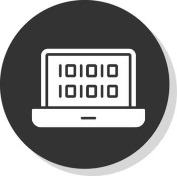 Binary Code Glyph Shadow Circle Icon Design vector
