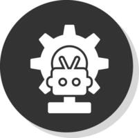 Robot Glyph Shadow Circle Icon Design vector