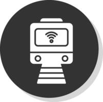 Train Glyph Shadow Circle Icon Design vector