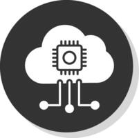 Cloud Computing Glyph Shadow Circle Icon Design vector