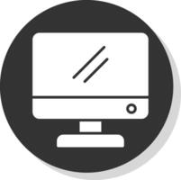 ordenador personal monitor glifo sombra circulo icono diseño vector