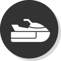 Jet Ski Glyph Shadow Circle Icon Design vector