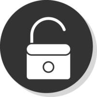 Open Lock Glyph Shadow Circle Icon Design vector