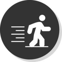 Running Glyph Shadow Circle Icon Design vector