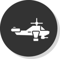 helicóptero glifo sombra circulo icono diseño vector