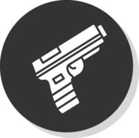 Gun Glyph Shadow Circle Icon Design vector