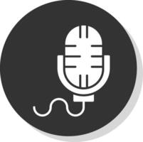 Microphone Glyph Shadow Circle Icon Design vector