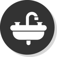 Sink Glyph Shadow Circle Icon Design vector