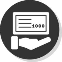 Cheque Glyph Shadow Circle Icon Design vector