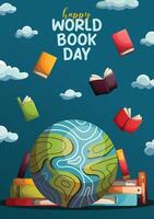 world book day illustration with sky background vector