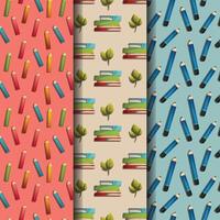 stationery book pencil pattern illustration set vector