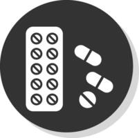 pastillas glifo sombra circulo icono diseño vector