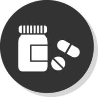 Pills Bottle Glyph Shadow Circle Icon Design vector