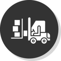 Forklift Glyph Shadow Circle Icon Design vector