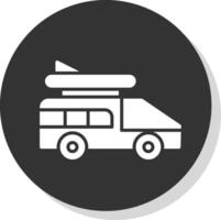 Camper Van Glyph Shadow Circle Icon Design vector