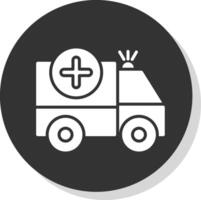 Ambulance Glyph Shadow Circle Icon Design vector