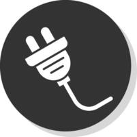 Plug Glyph Shadow Circle Icon Design vector