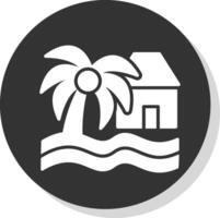 playa casa glifo sombra circulo icono diseño vector