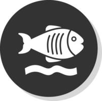 Flounder Glyph Shadow Circle Icon Design vector