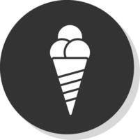 Ice Cream Cone Glyph Shadow Circle Icon Design vector
