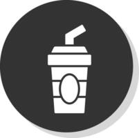 Cold Drink Glyph Shadow Circle Icon Design vector