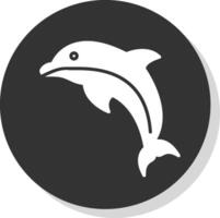 Dolphin Glyph Shadow Circle Icon Design vector