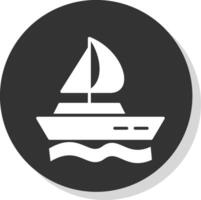 Boat Glyph Shadow Circle Icon Design vector