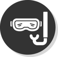 Goggles Glyph Shadow Circle Icon Design vector