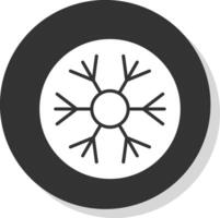Snowflake Glyph Shadow Circle Icon Design vector