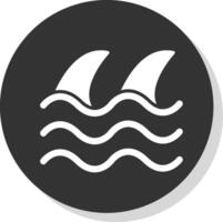 Wave Glyph Shadow Circle Icon Design vector