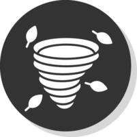 Tornado Glyph Shadow Circle Icon Design vector