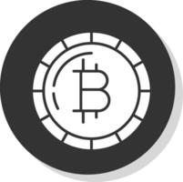 Bitcoin Bitcoin Glyph Shadow Circle Icon Design vector