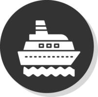 Embarcacion glifo sombra circulo icono diseño vector