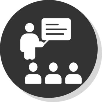 conferencia glifo sombra circulo icono diseño vector