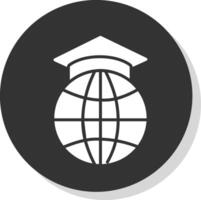 estudiar extranjero glifo sombra circulo icono diseño vector