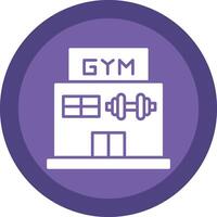 gimnasio glifo debido circulo icono diseño vector