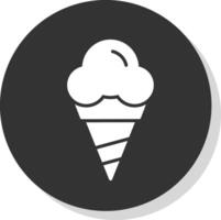 Cone Ice Cream Glyph Shadow Circle Icon Design vector