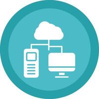 Cloud Computing Glyph Due Circle Icon Design vector