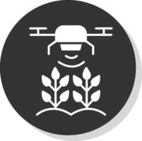 agrícola drones glifo sombra circulo icono diseño vector