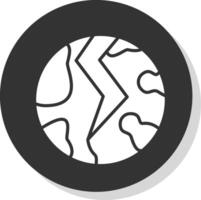 Earth Quake Glyph Shadow Circle Icon Design vector