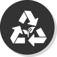 Recycling Glyph Shadow Circle Icon Design vector