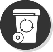 Trash Bin Glyph Shadow Circle Icon Design vector